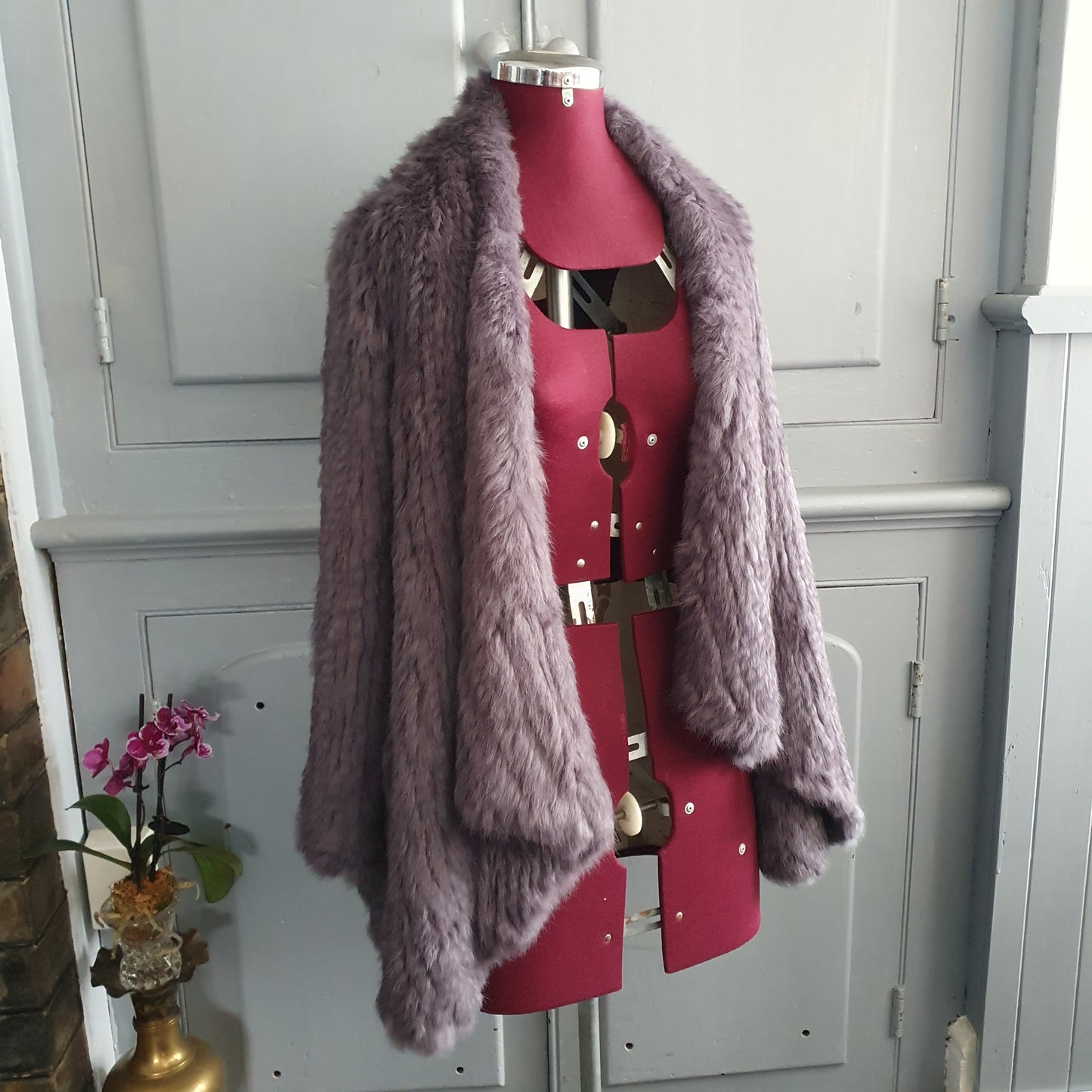 Alexandra Genuine Rabbit Fur Coat – Lilac Size M