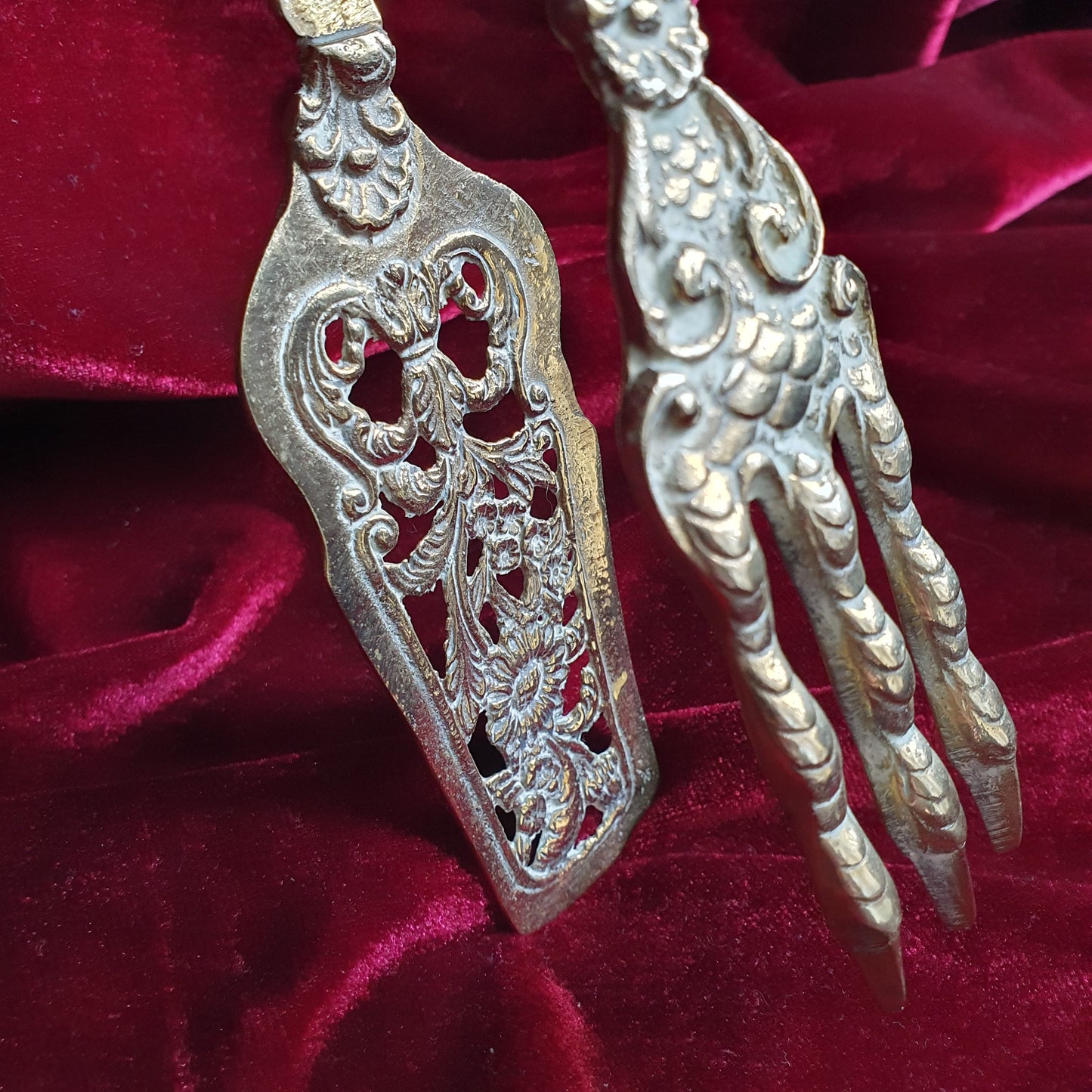 Vintage Ornate Bird Claw Serving Tongs