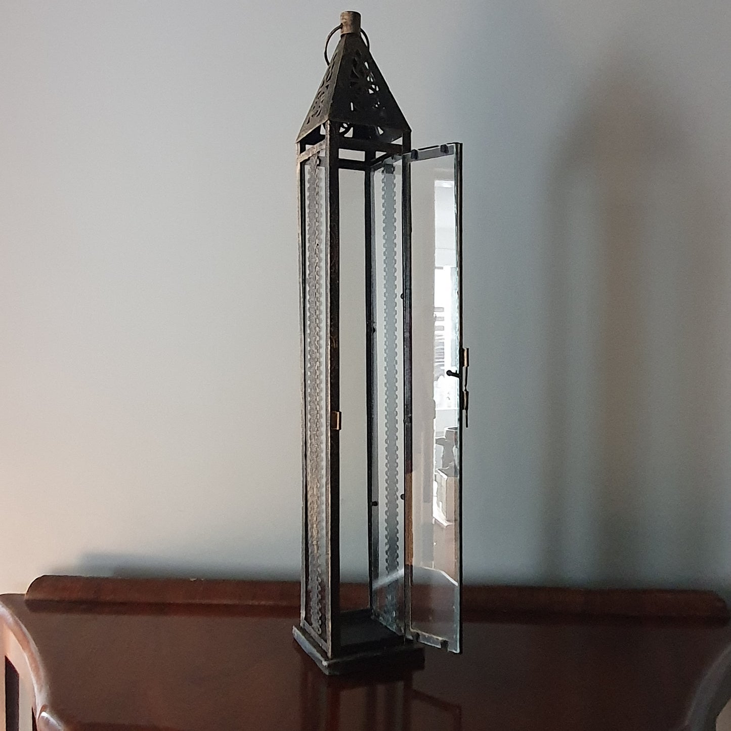 Tall Moorish Style Metal & Glass Candle Lantern – 60cm