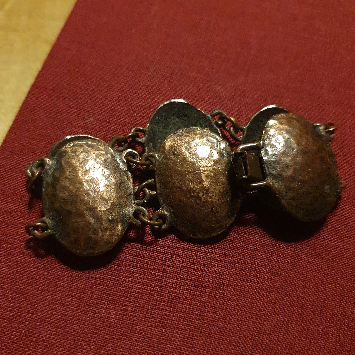 Vintage Hammered Copper Shield Bracelet