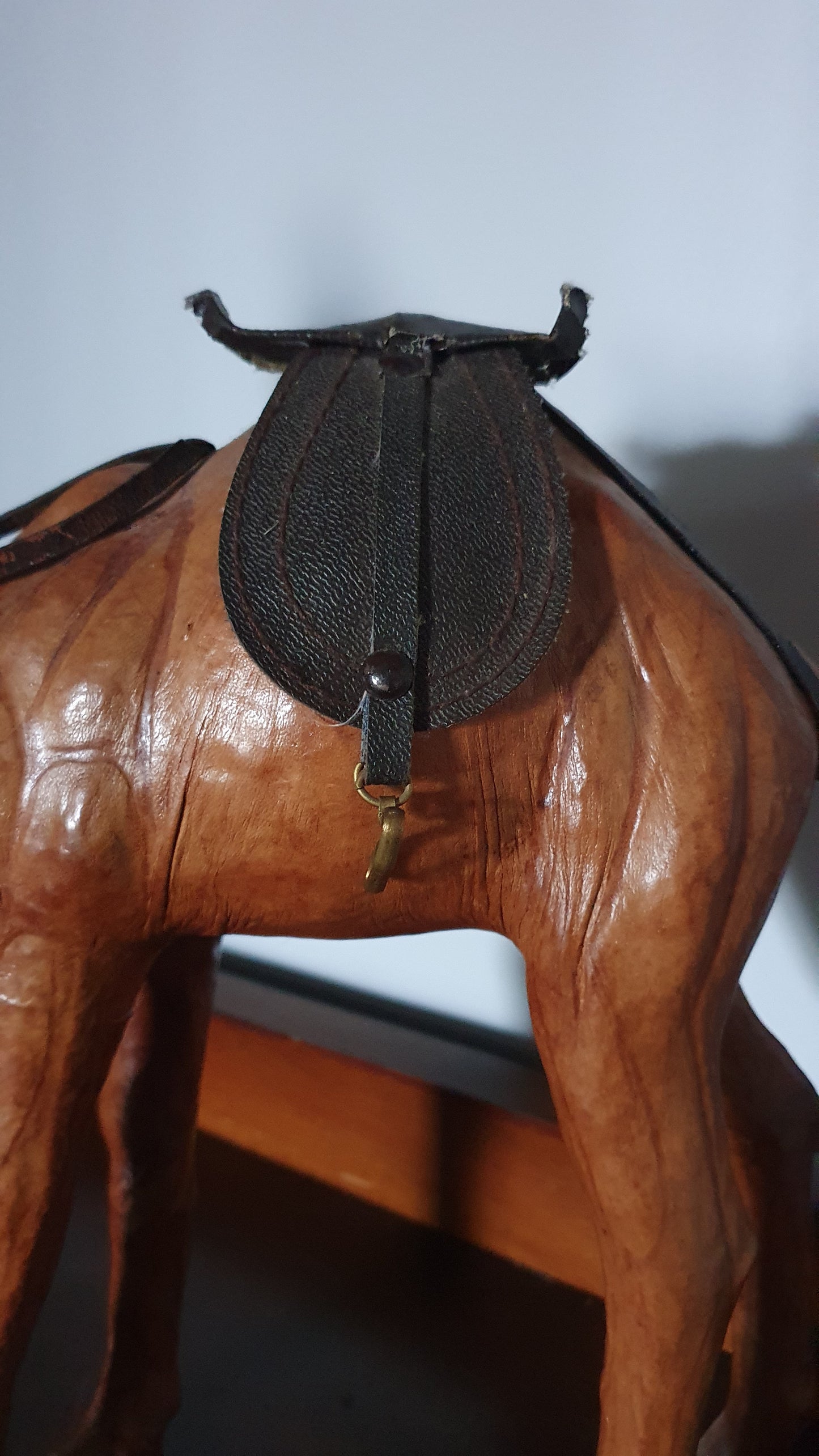 Vintage Leather Dromedary Camel Sculpture with Saddle