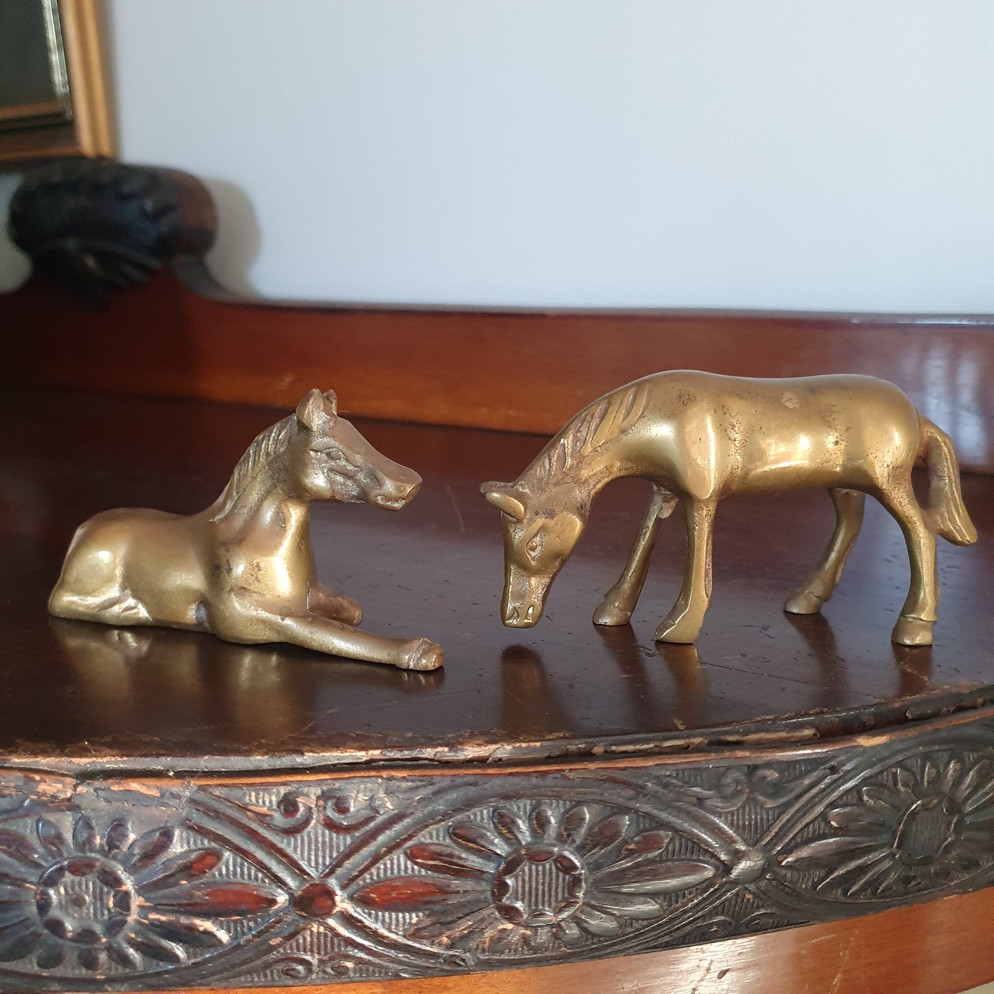 Vintage Solid Brass Horse Figurines – Pair