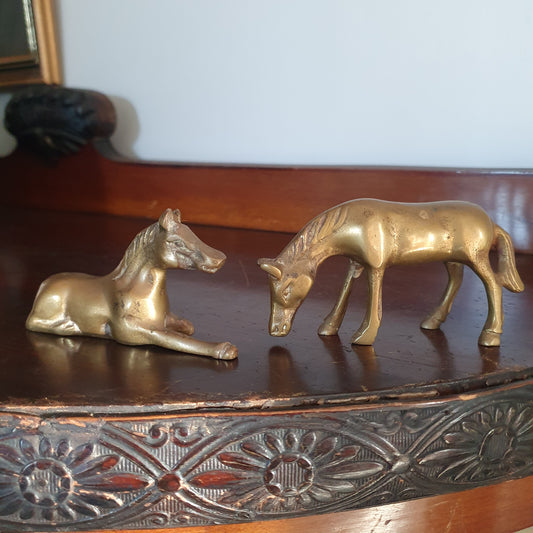 Vintage Solid Brass Horse Figurines – Pair