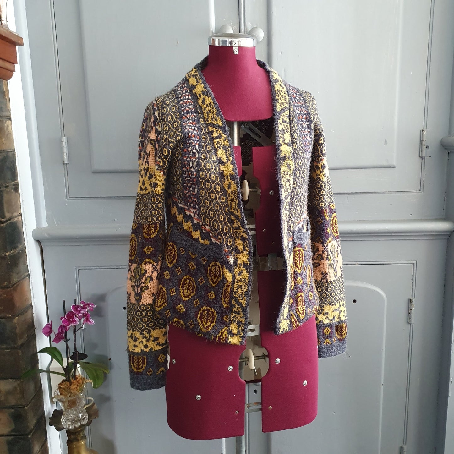 Vintage 90s/Y2K HQ Patterned Knit Cardigan – S