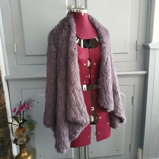 Alexandra Genuine Rabbit Fur Coat – Lilac Size M