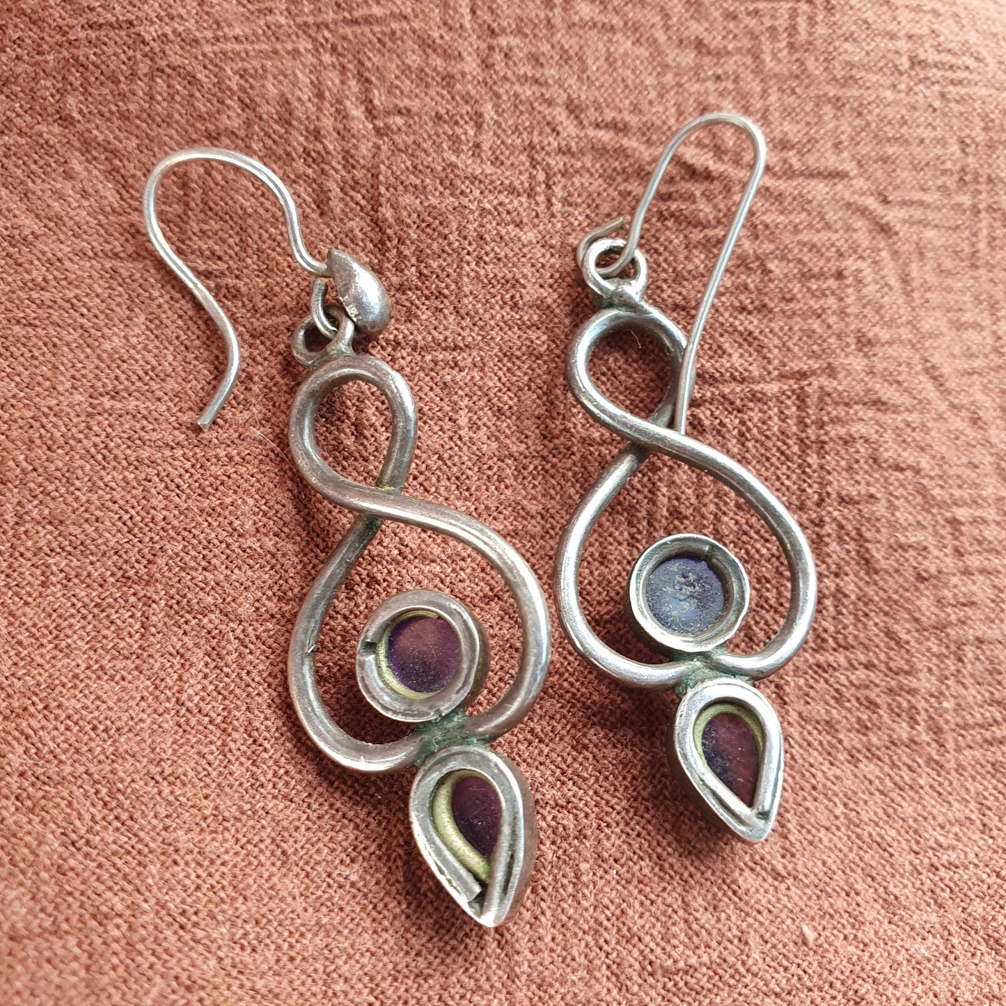 Vintage Sterling Silver & Amethyst Drop Earrings