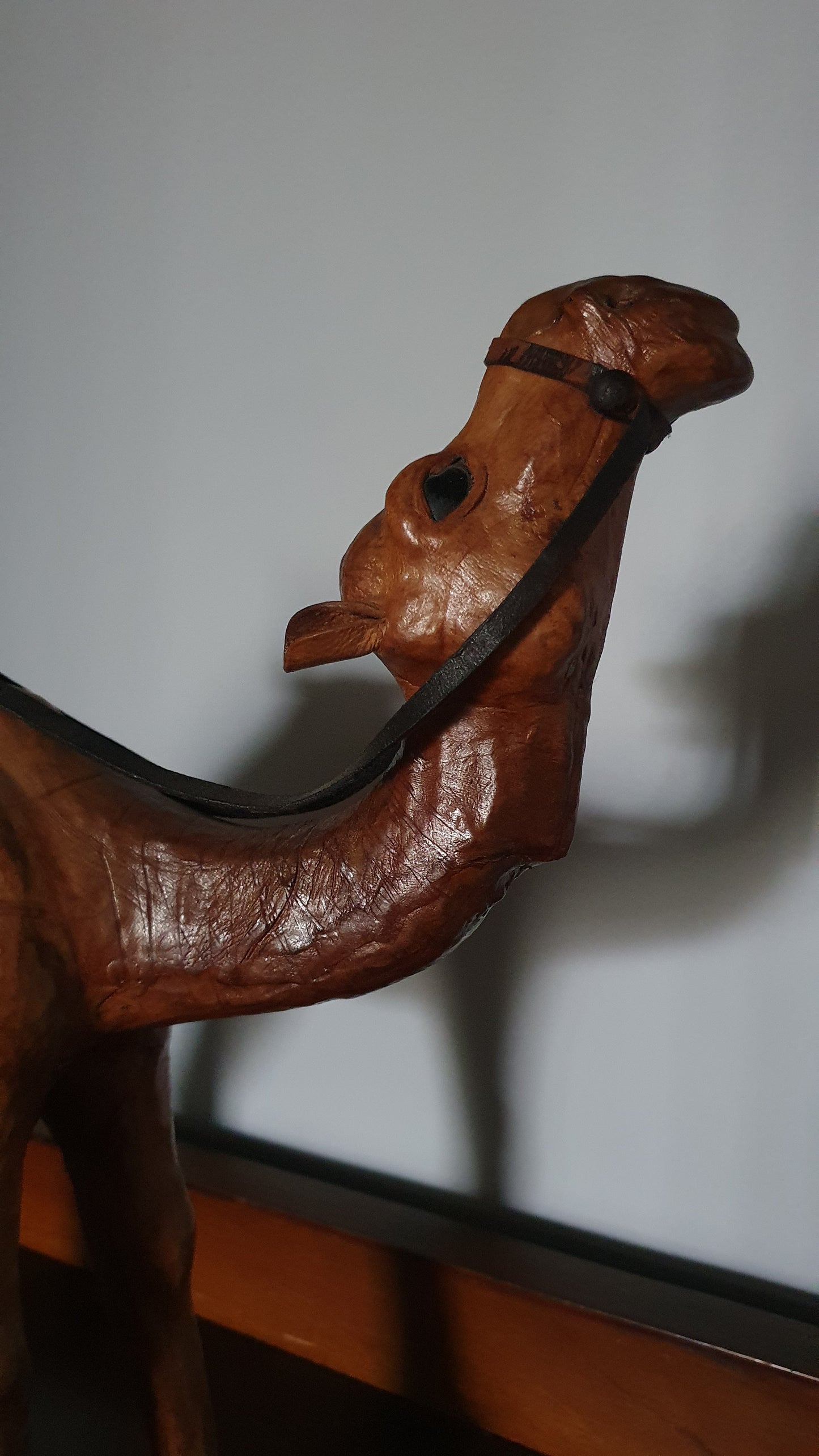 Vintage Leather Dromedary Camel Sculpture with Saddle