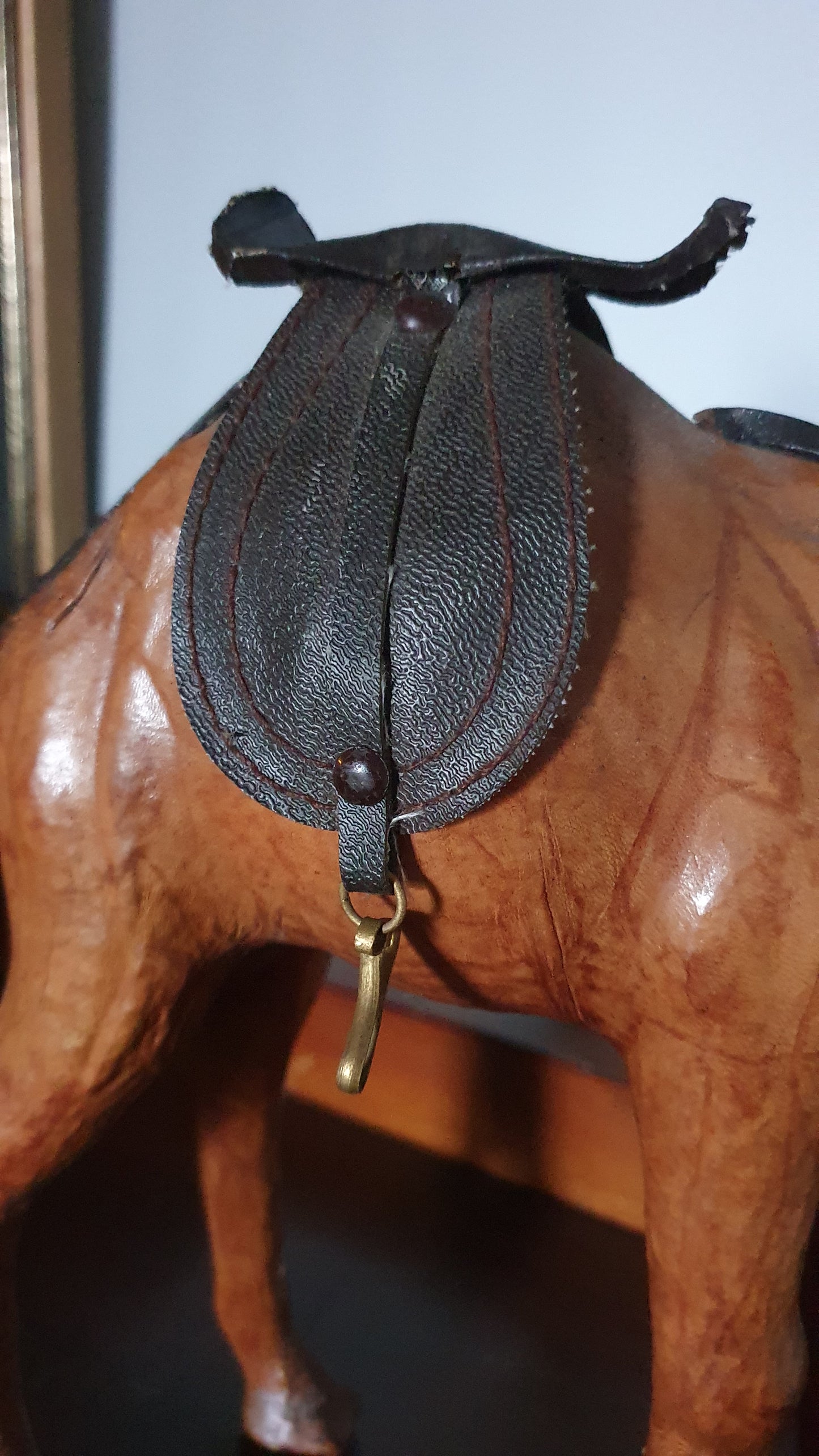 Vintage Leather Dromedary Camel Sculpture with Saddle