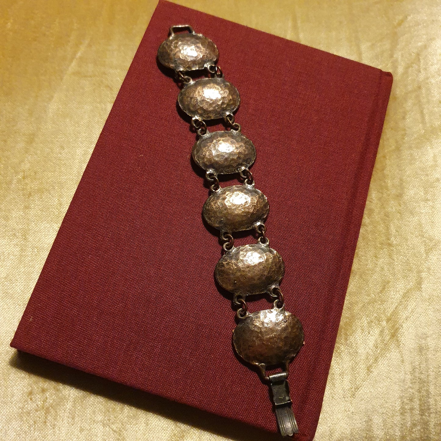 Vintage Hammered Copper Shield Bracelet