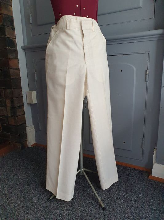Vintage Fletcher Jones High-Waisted Cream Trousers (AU 10–12),