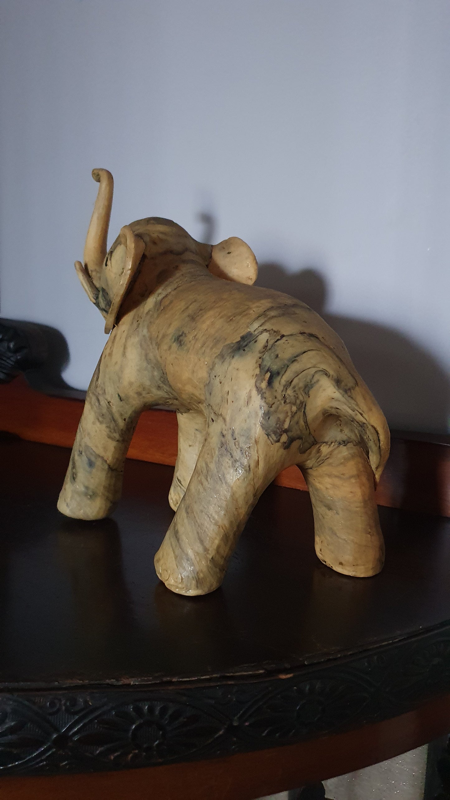 Vintage Mid-Century Crushed Shell Elephant Sculpture
