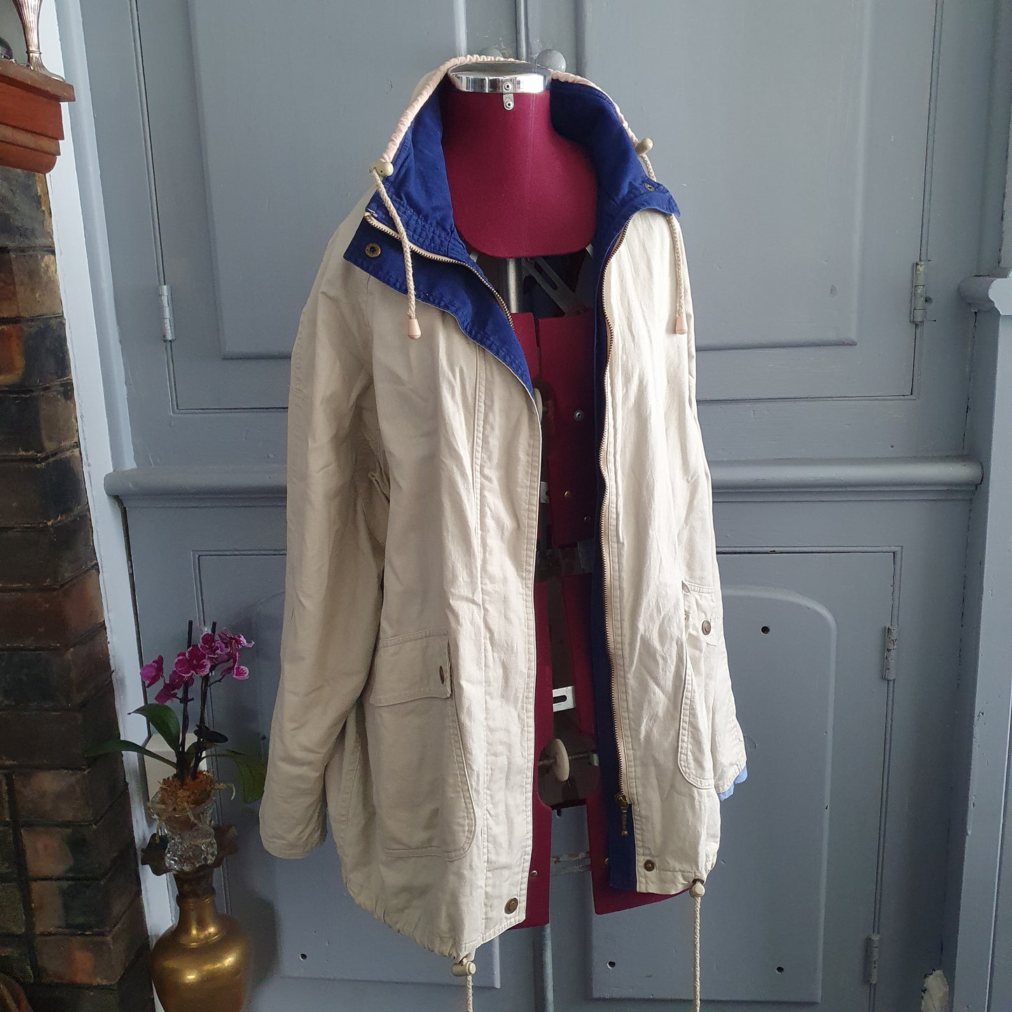 Vintage LATTE Cotton Hooded Parka Jacket – Size 14