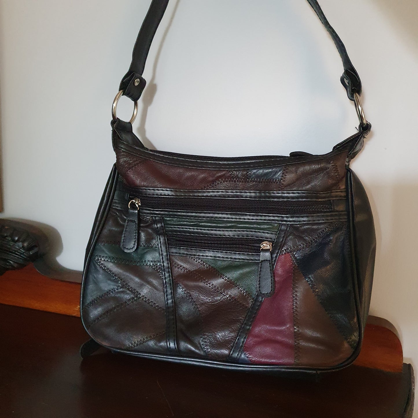 Patchwork Genuine Leather Shoulder Bag