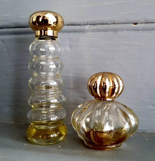 Vintage Avon Perfume Bottle Pair – Minuette “Somewhere” Cologne & Bubble Tower | 70s–80s