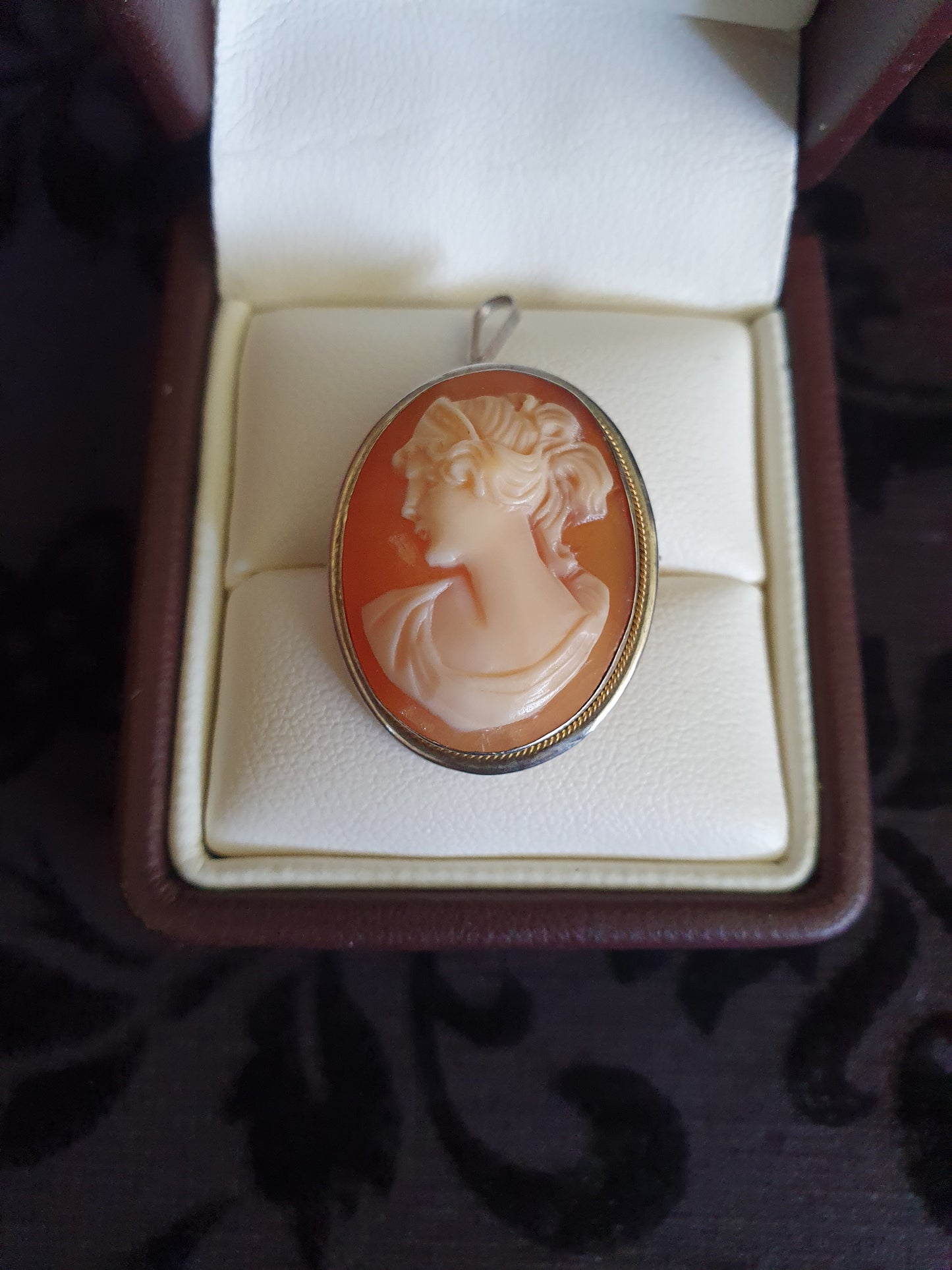 Vintage Sterling Silver Hand Carved Shell Cameo Brooch & Pendant 1960s–80s.
