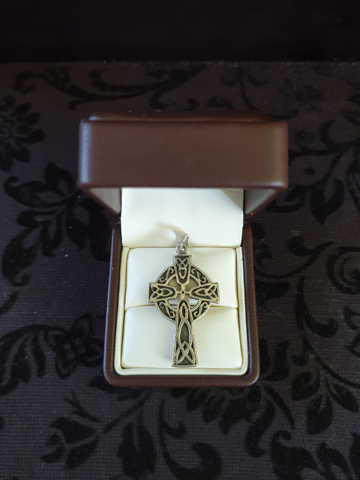Vintage Sterling Silver Celtic Cross Pendant – Heavy, Detailed Knotwork – Stamped