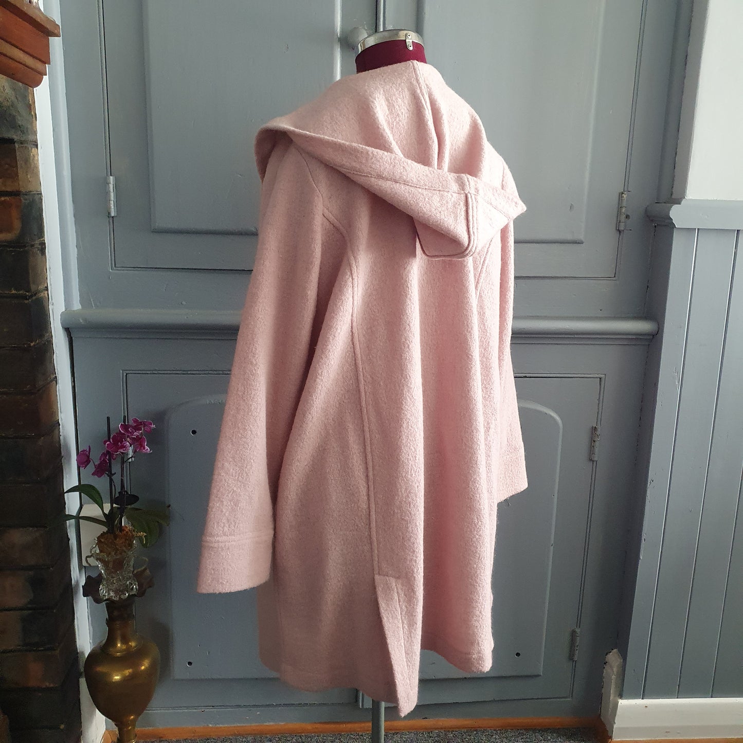 Blush Pink 100% Wool Hooded Coat – Size L