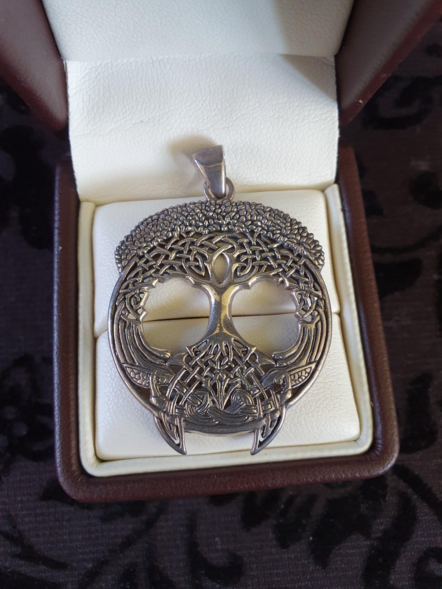 Vintage Sterling Silver Tree of Life Pendant – Celtic Knotwork – 3.5 × 4.6 cm